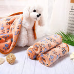 Paw Print Coral Fleece Dog Blanket