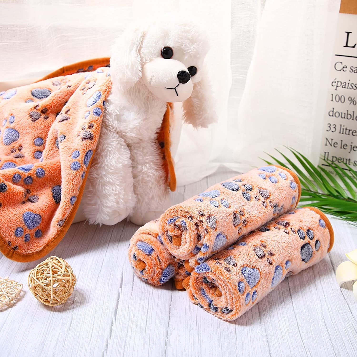 Paw Print Coral Fleece Dog Blanket