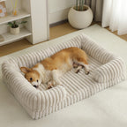 First Month Home Bundle | Calming Dog Bed & Paw Print Fleece Blanket