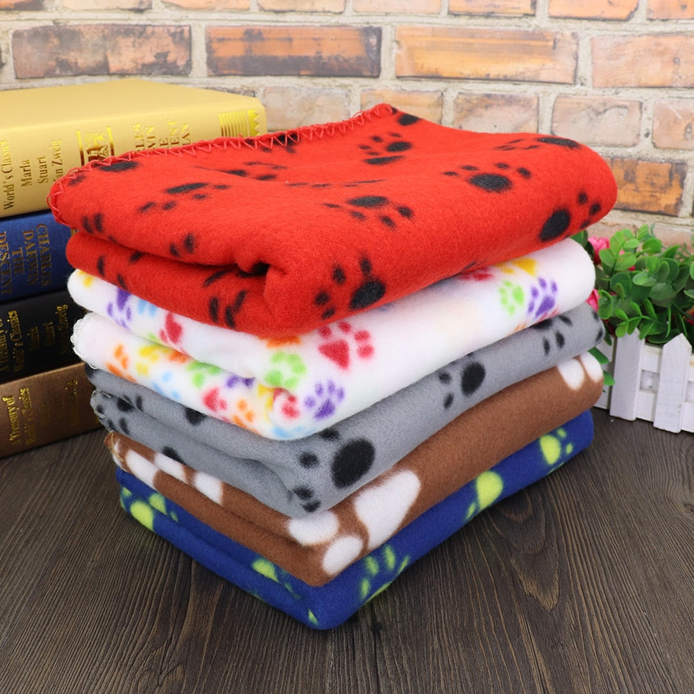 Paw Print Fleece Dog Blanket