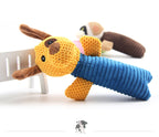 Puppy Comfort Kit | Squeaky Plush Toy, Paw Print Coral Fleece Blanket & Plush Double Silk Nest Bed