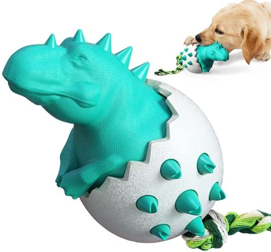 Dino Chew Toy with Rope — Durable Rubber Dog Toy for Aggressive Chewers
