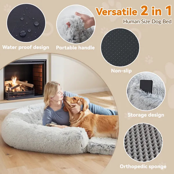 Human Dog Bed — Orthopedic Foldable Plush Lounger for You & Dog