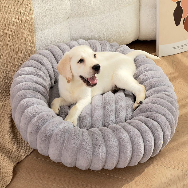 Round Plush Calming Dog Bed