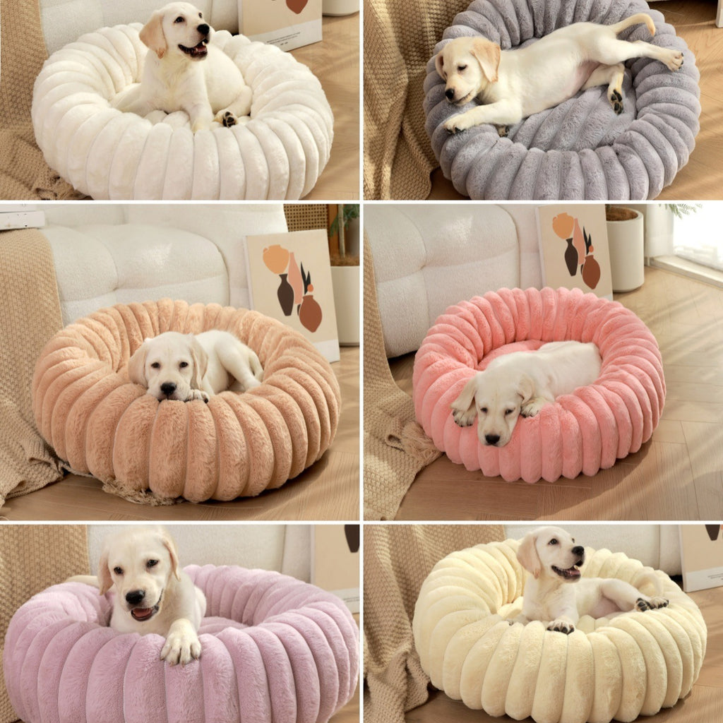 Round Plush Calming Dog Bed