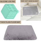 Calm & Sleep Training Bundle | Thick Plush Dog Mat, Quilted Blanket & Silicone Lick Pad