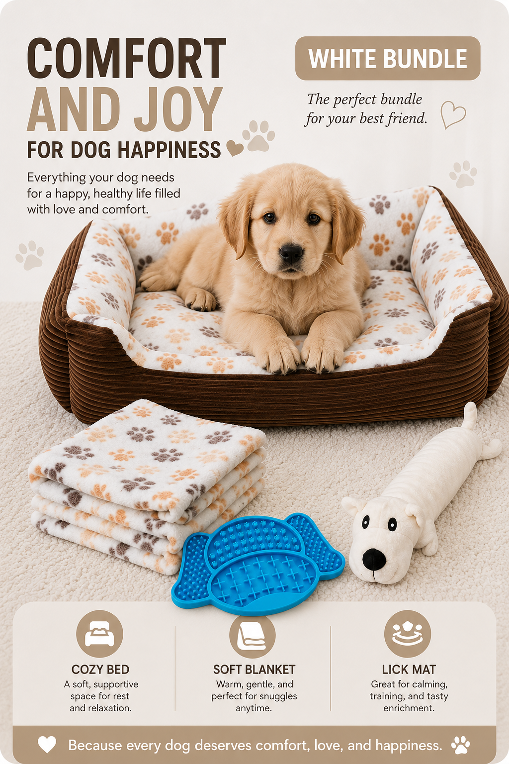 Comfort & Joy Kit | Dog Bed, Blanket & Lick Pad Bundle