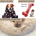 Home Alone Anxiety Kit | Plush Round Calming Bed, Anxiety Blanket & Natural Rubber Chew Toy