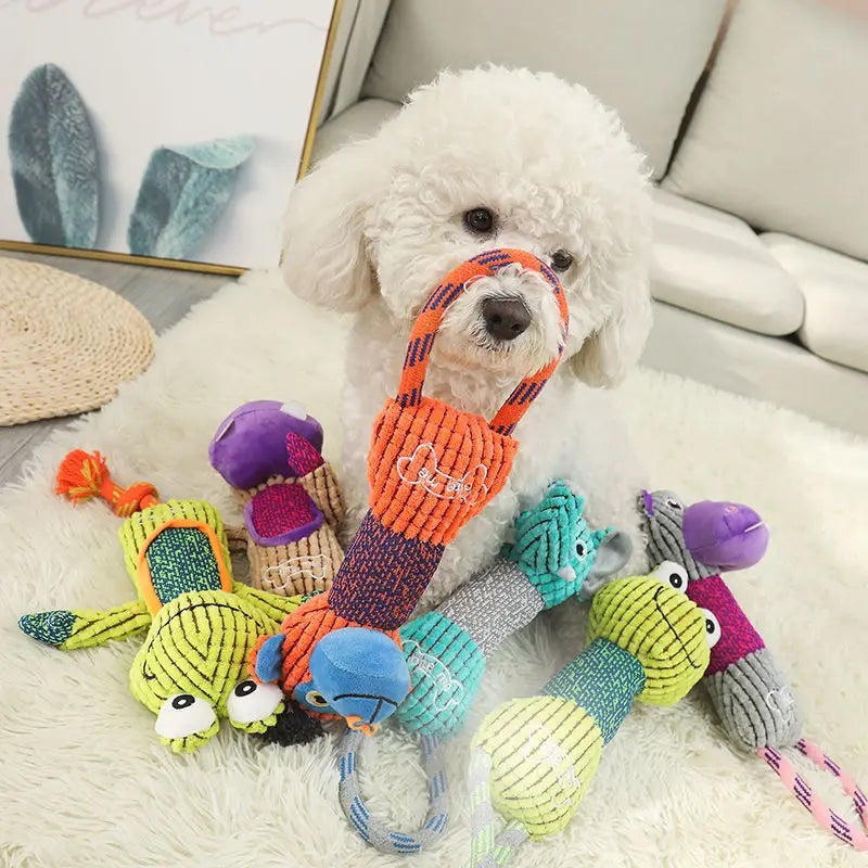 Animal Shaped Dog Chew Toy with Handle