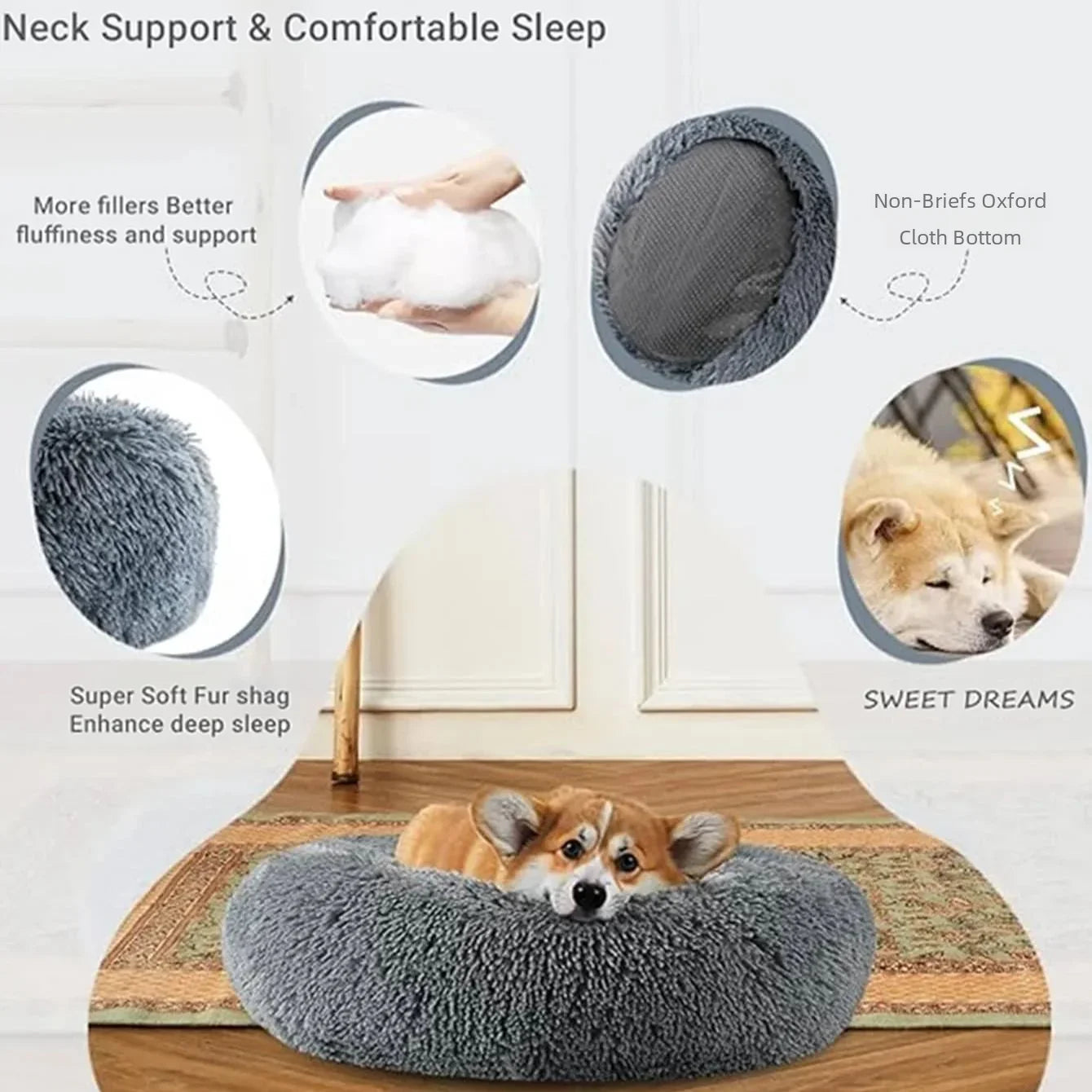Plush Round Calming Dog Bed