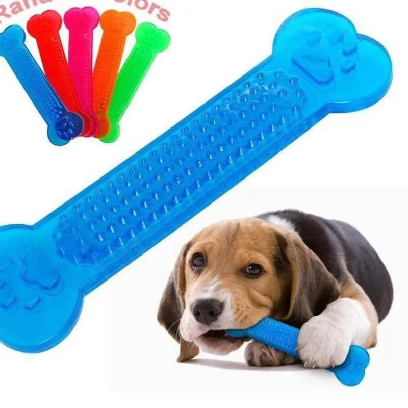 Paw Print Rubber Bone Dog Chew Toy
