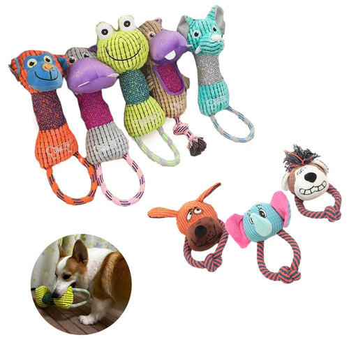 Animal Shaped Dog Chew Toy with Handle
