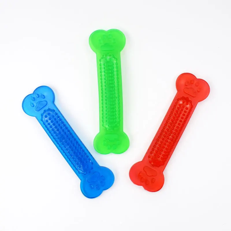 Paw Print Rubber Bone Dog Chew Toy