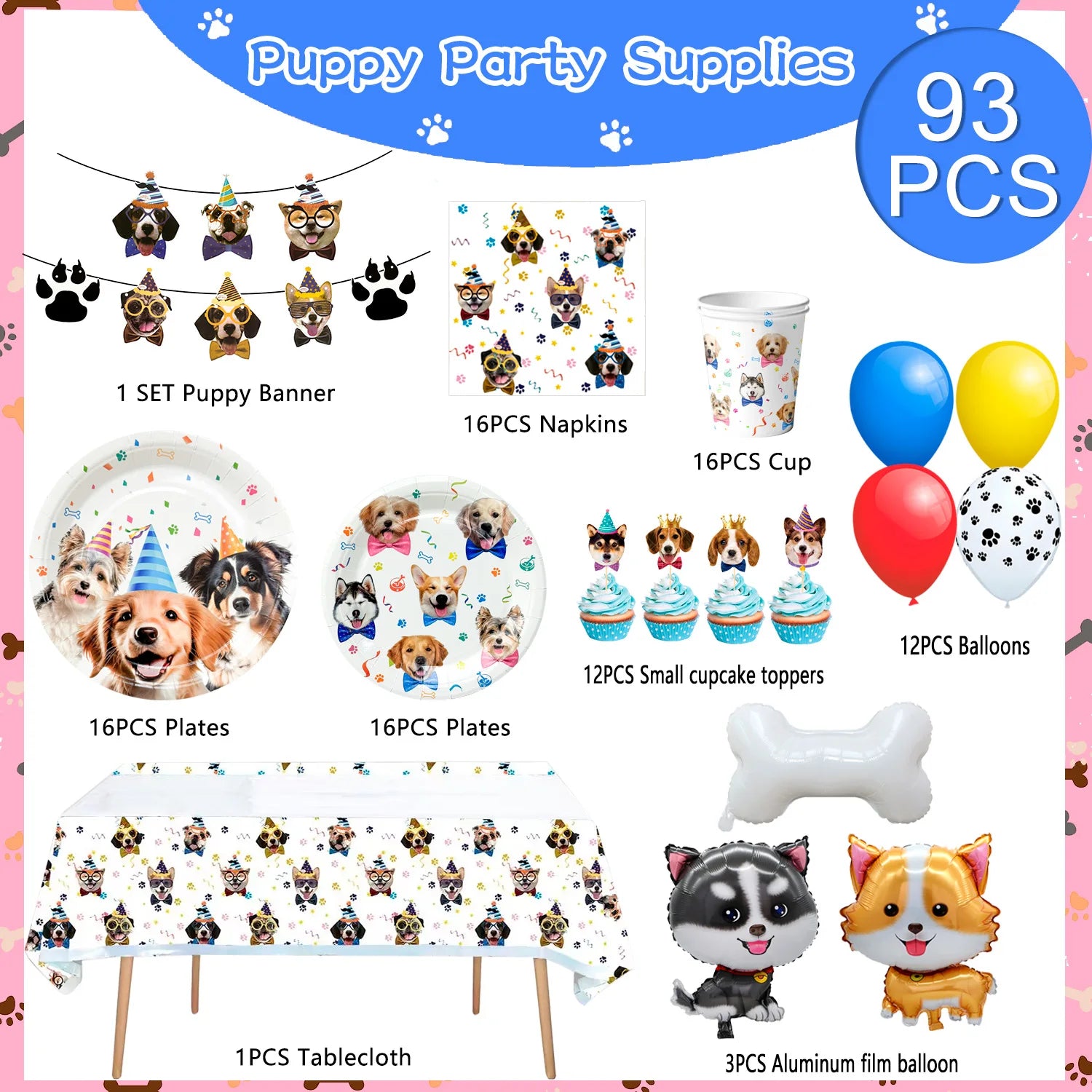 Dog Birthday Party Decoration Set