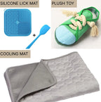 The Pup Anxiety Kit  | Cool Core Mat, Silicone Lick Mat & Slipper Plush Dog Toy