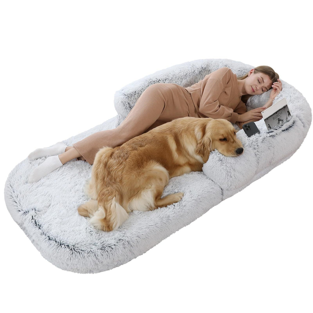Long Hair Plush Human-Size Dog Sofa Bed