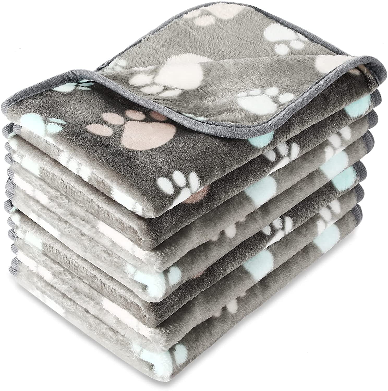 Paw Print Coral Fleece Dog Blanket