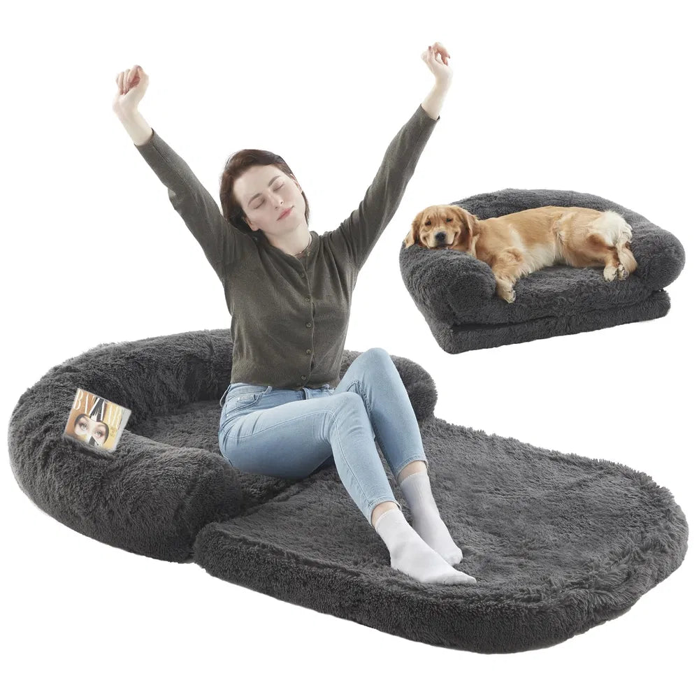 Human Dog Bed — Orthopedic Foldable Plush Lounger for You & Dog