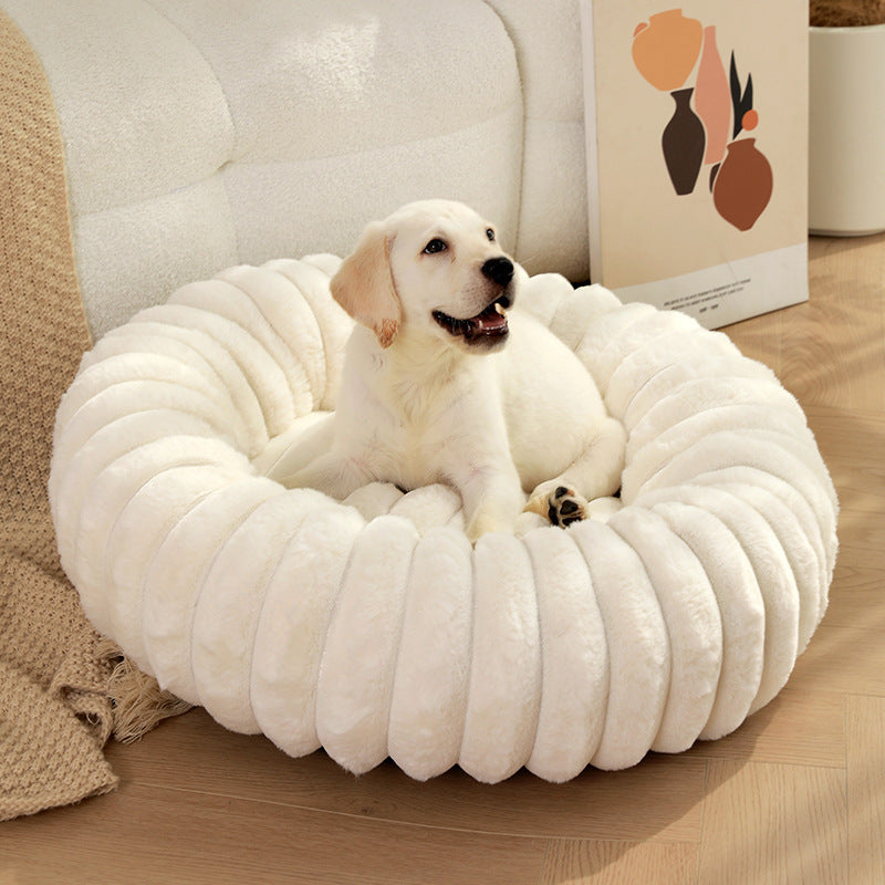 Round Plush Calming Dog Bed