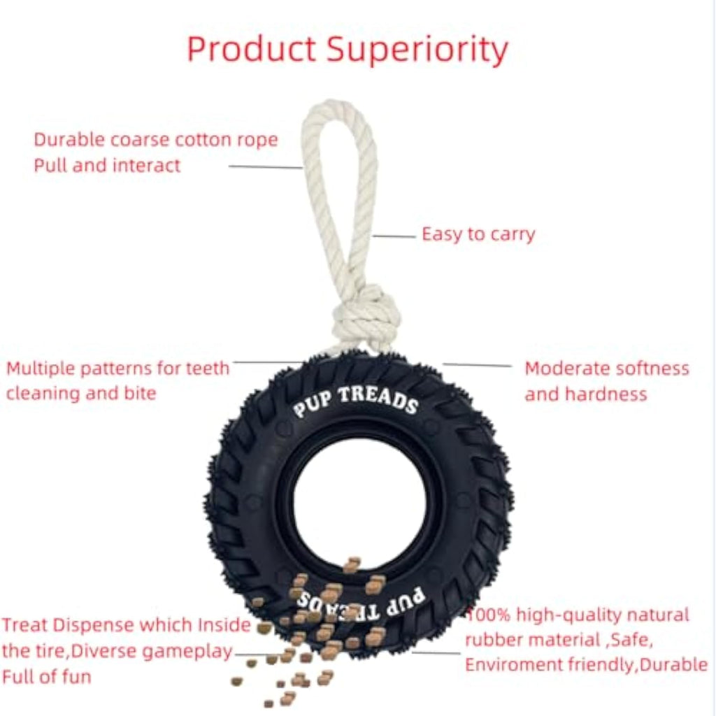 Tire Chew Toy — Treat-Dispensing Dog Toy for Aggressive Chewers