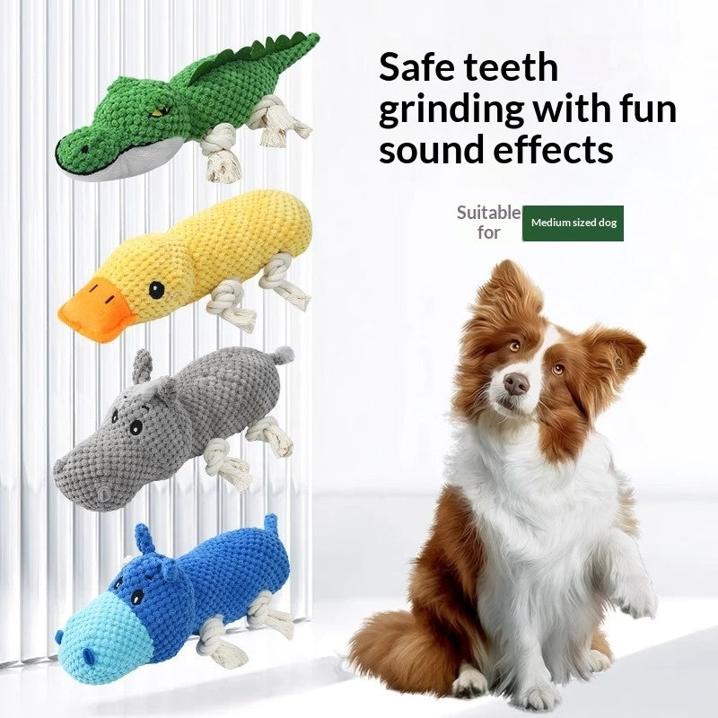 Squeaky Plush Dog Toy — Crocodile, Hippo & Duck Chew Toys for Dogs