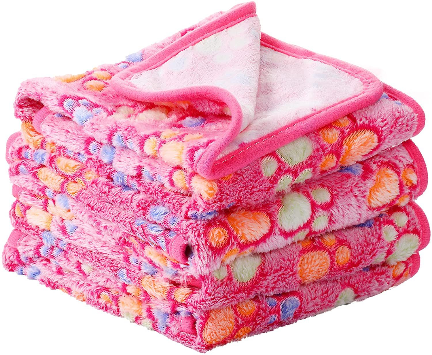 Paw Print Coral Fleece Dog Blanket